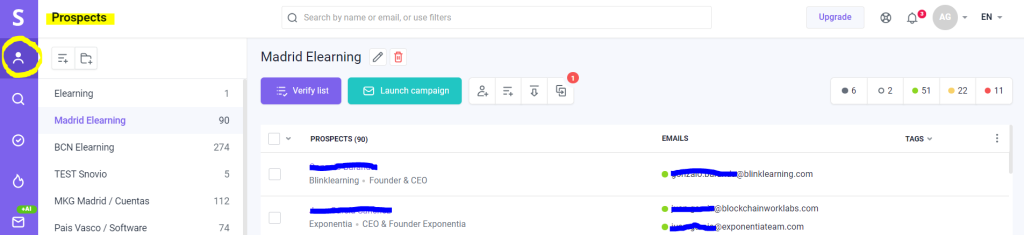 Snovio prospectos